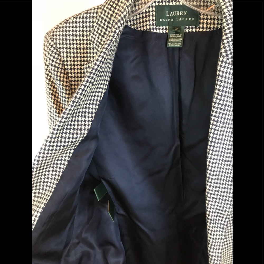 Ralph Lauren Houndstooth Blazer Navy and White -8